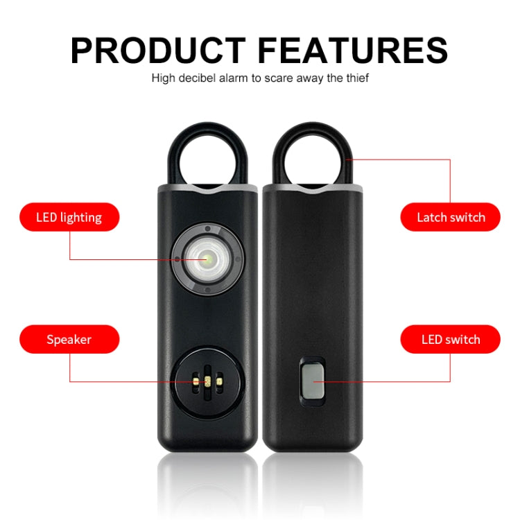 Anti-wolf Alarm Rechargeable Female Student Self-defense Keychain, Rechargeable White, Rechargeable Black Anti-wolf Alarm Rechargeable Female Student Self-defense Keychain, Rechargeable White, Rechargeable Black